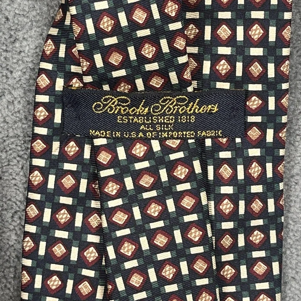 Brooks Brothers Men's Tie Multicolor Silk Geometric 1818 Designer Made In USA‎